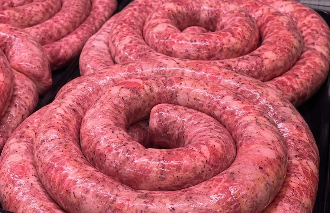 Homemade Italian sausages prepared at Erofla.